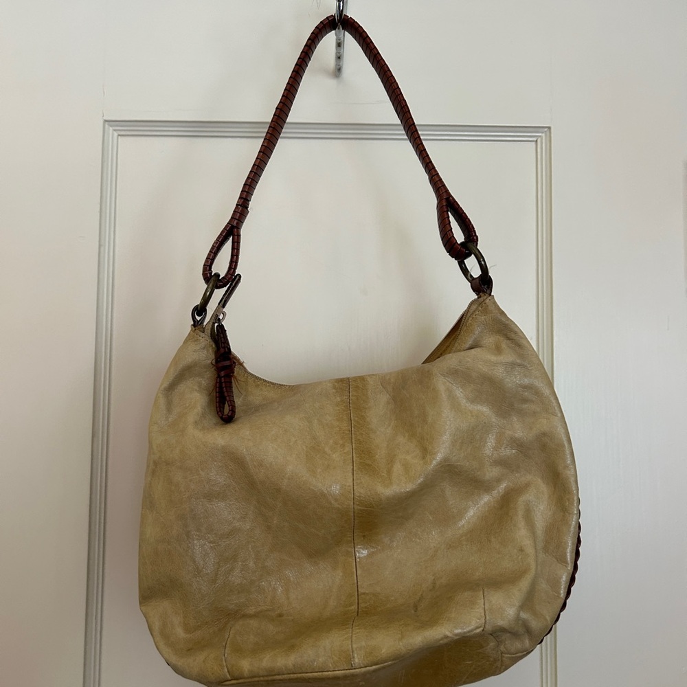 Fossil Tan Leather Hobo Bag with Brown Strap